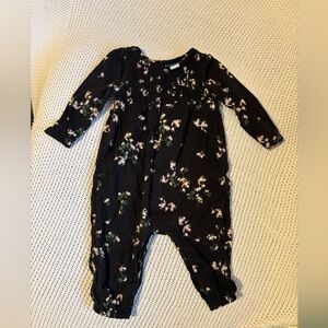 Old Navy Black Floral Baby Romper